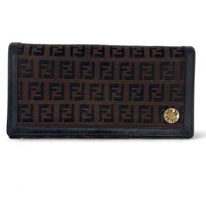 Fendi Brown and Black Logo Continental Wallet